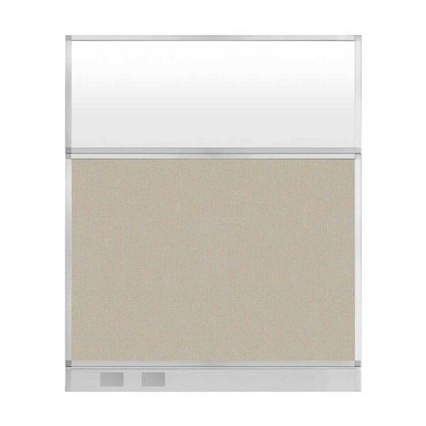 Hush Panel Configurable Cubicle Partition 5' x 6' Sand Fabric Frosted Window w/ Cable Channel